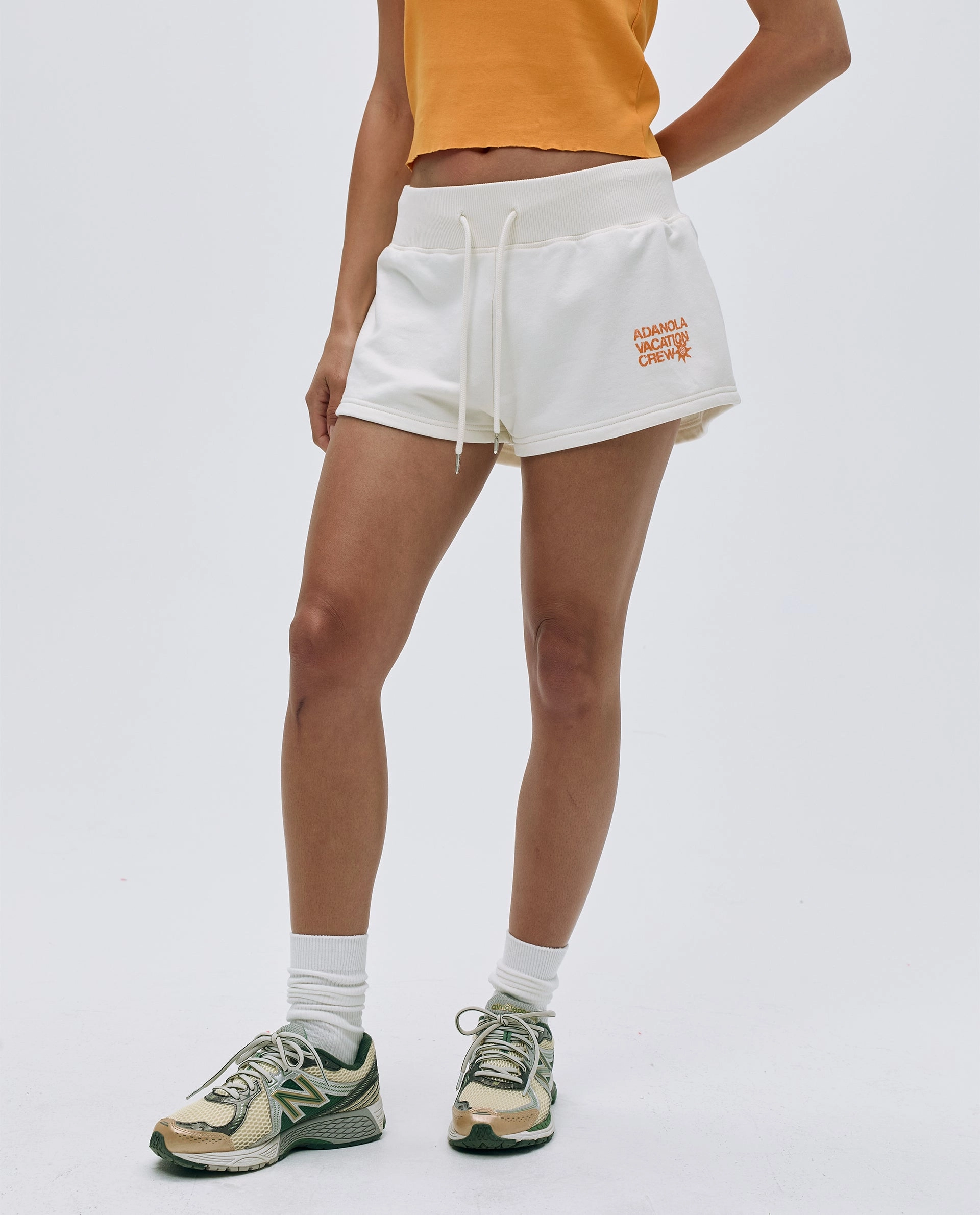 Vacation Mini Sweat Shorts - Marshmallow White/Mango Orange
