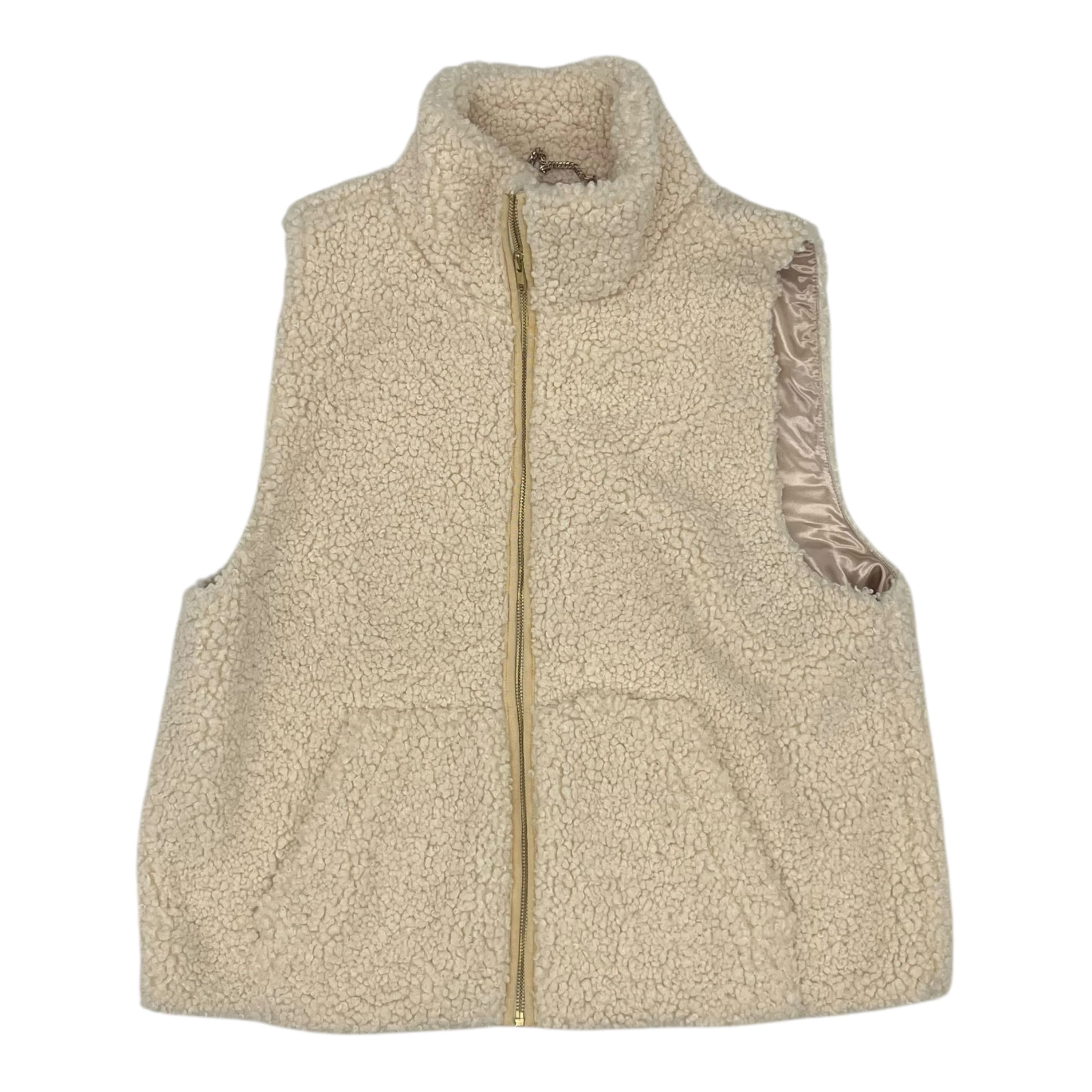 Vest Faux Fur & Sherpa By J. Crew In Tan, Size:L