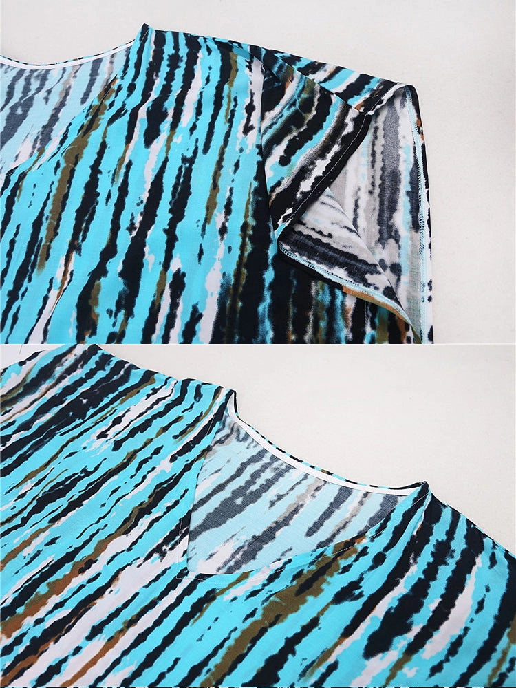 Women Print Beach Dress Short Sleeve Plus Size Bathing Suit Cover Ups