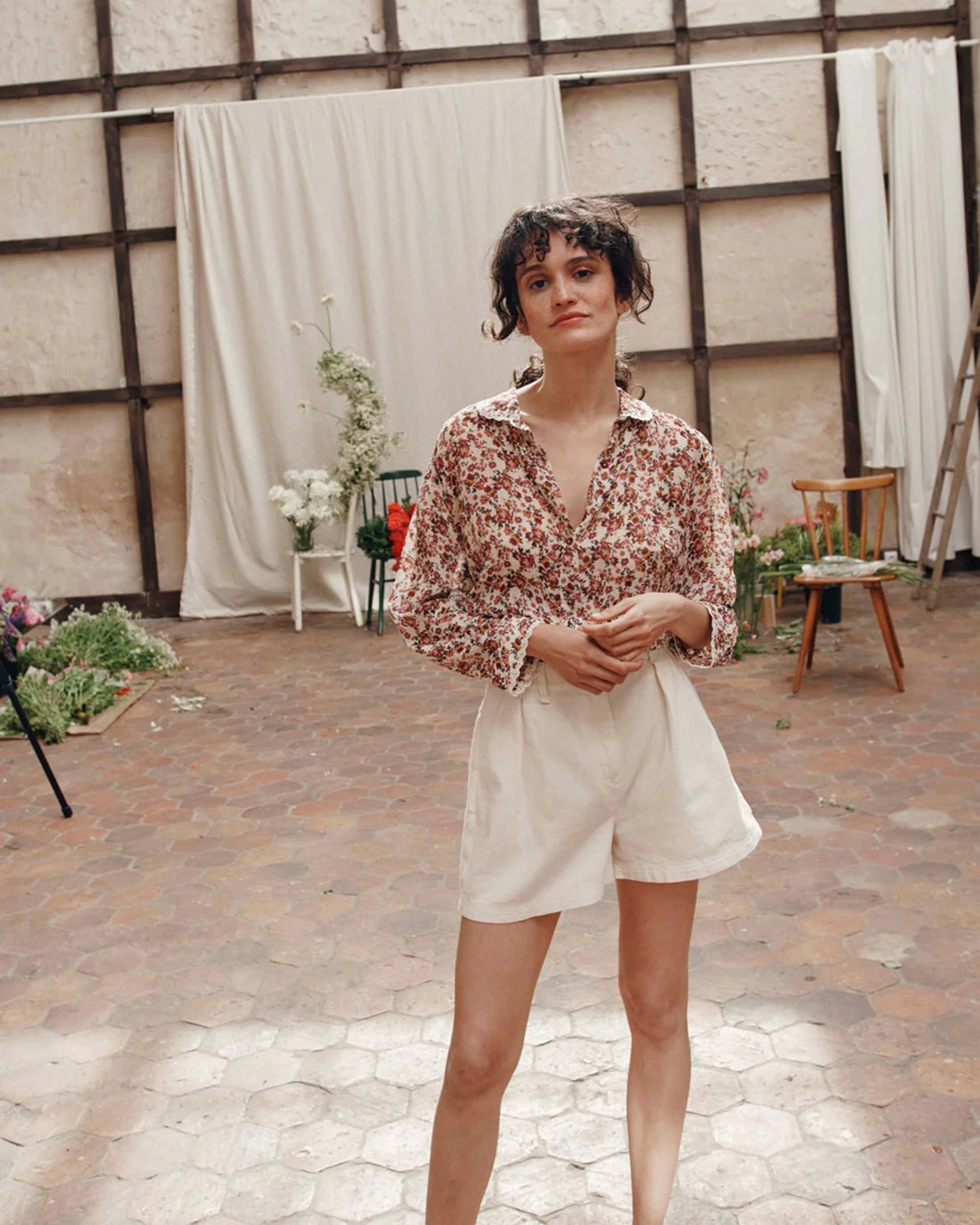 Women Shorts Basile Cream - قصيرة