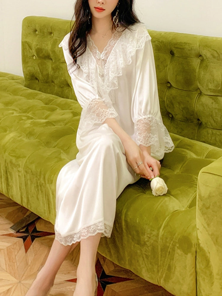 Women's Soft Nightgown Vintage Lace Pajama Dresses