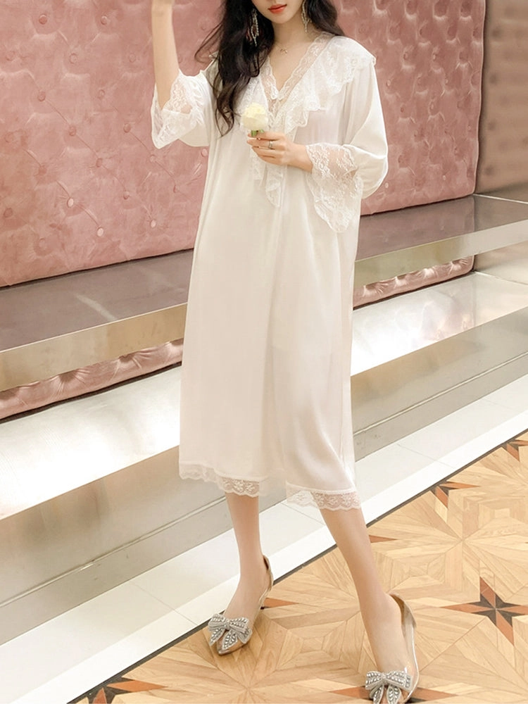 Women's Soft Nightgown Vintage Lace Pajama Dresses