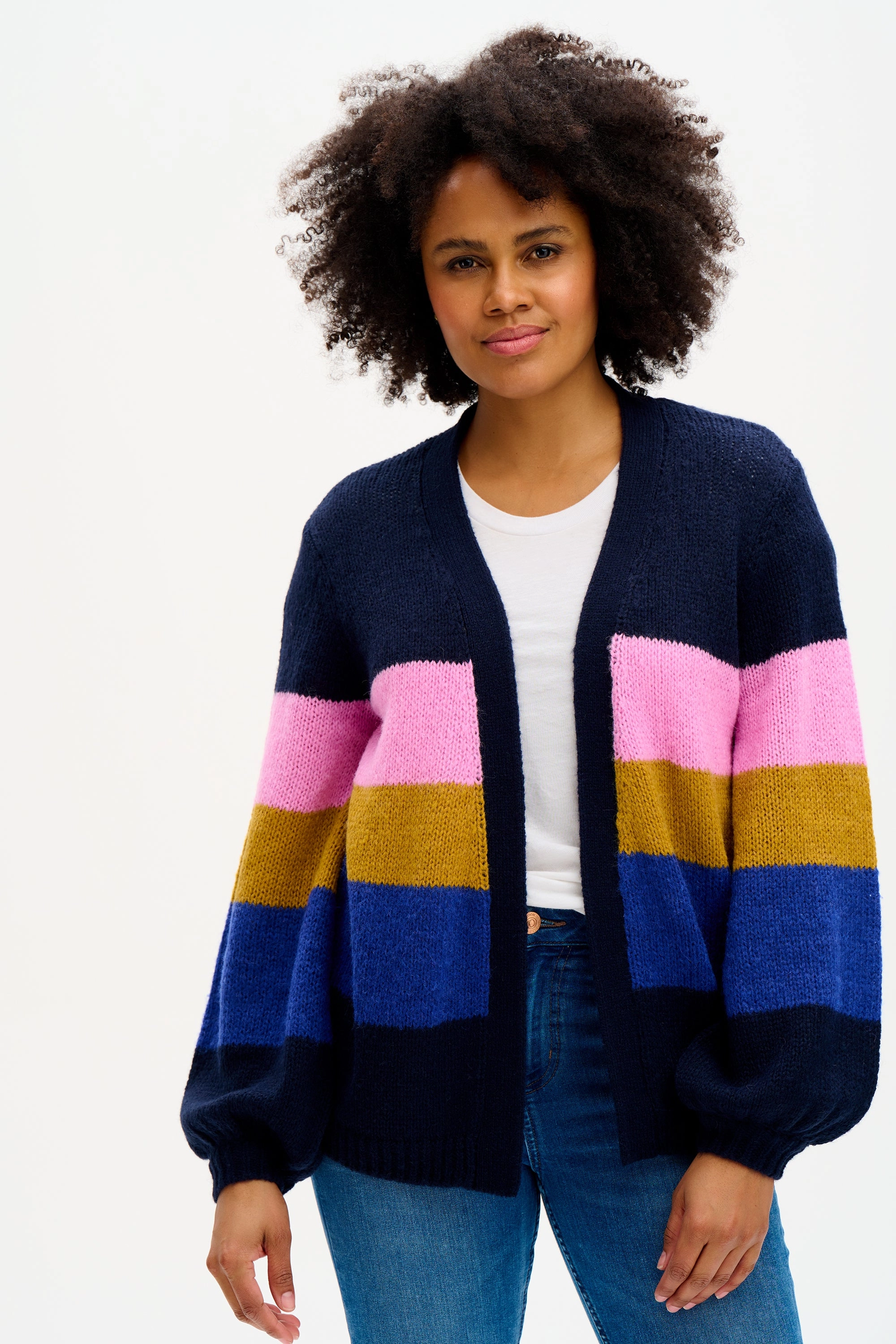 Yvette Cardigan - Multi, Big Stripes
