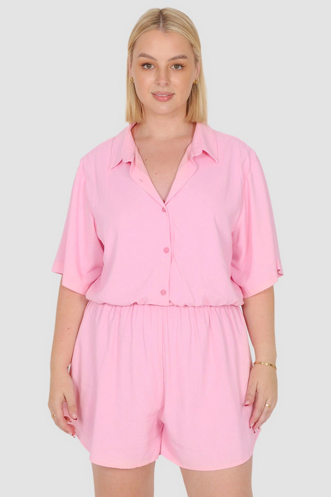ZEPHYR LINEN PLAYSUIT PINK