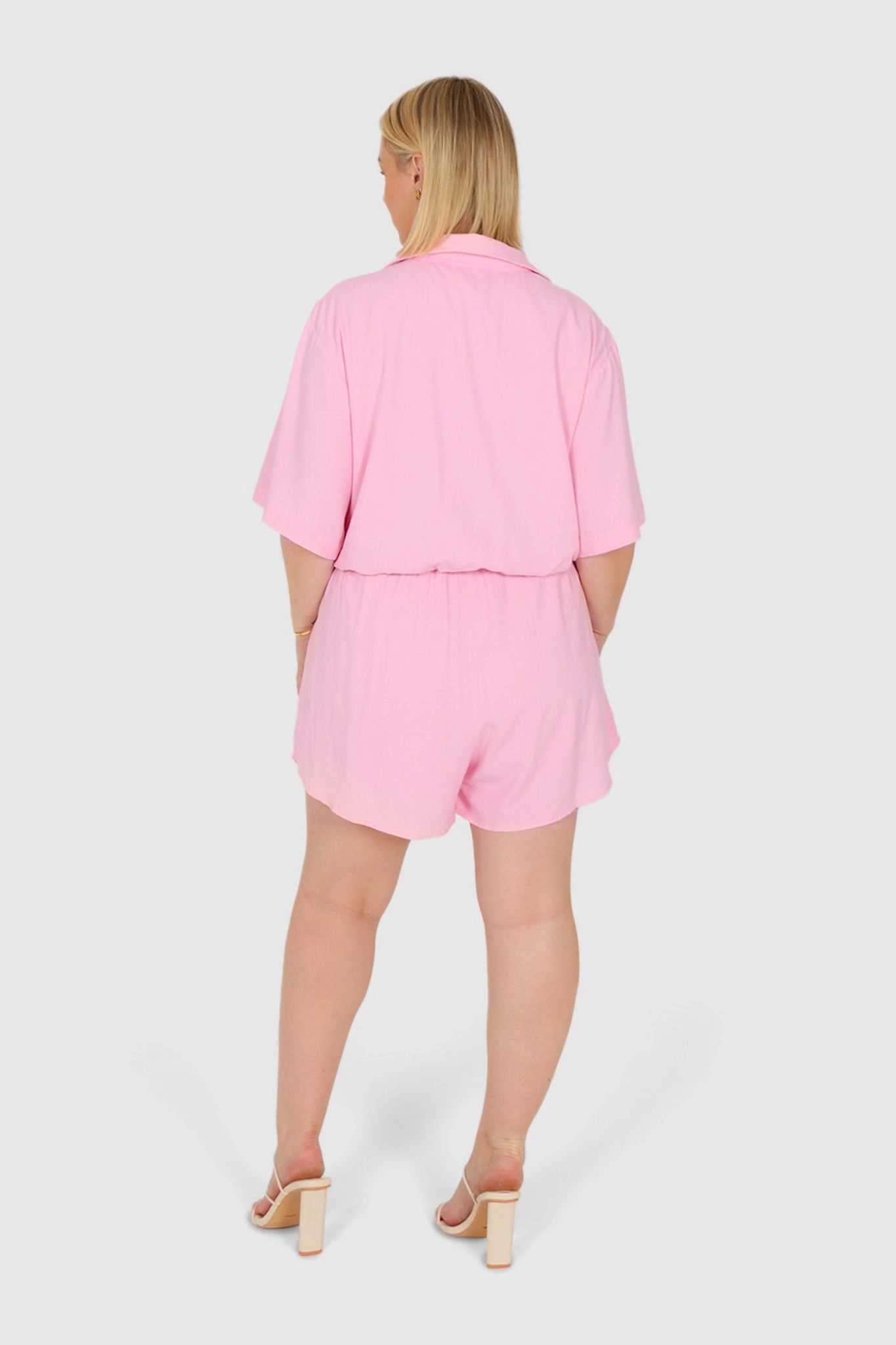ZEPHYR LINEN PLAYSUIT PINK
